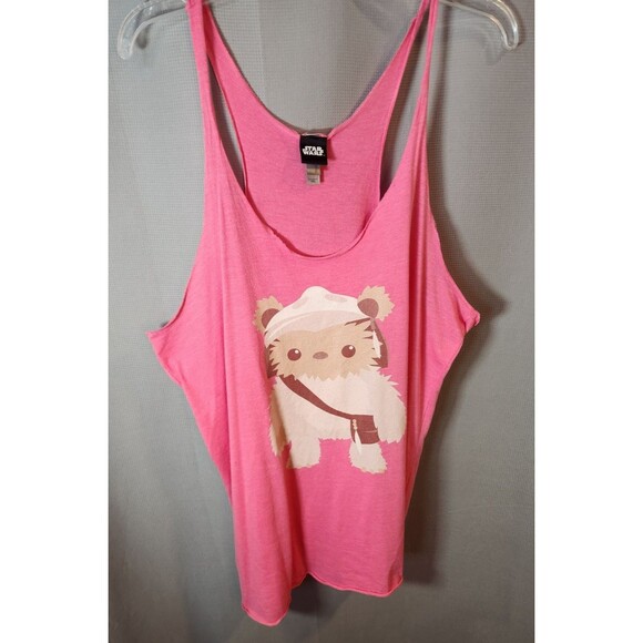 Star Wars Tank Top XXL 2XL Women Next Level Pink Ewok Cute Loose String Strap - Picture 1 of 6